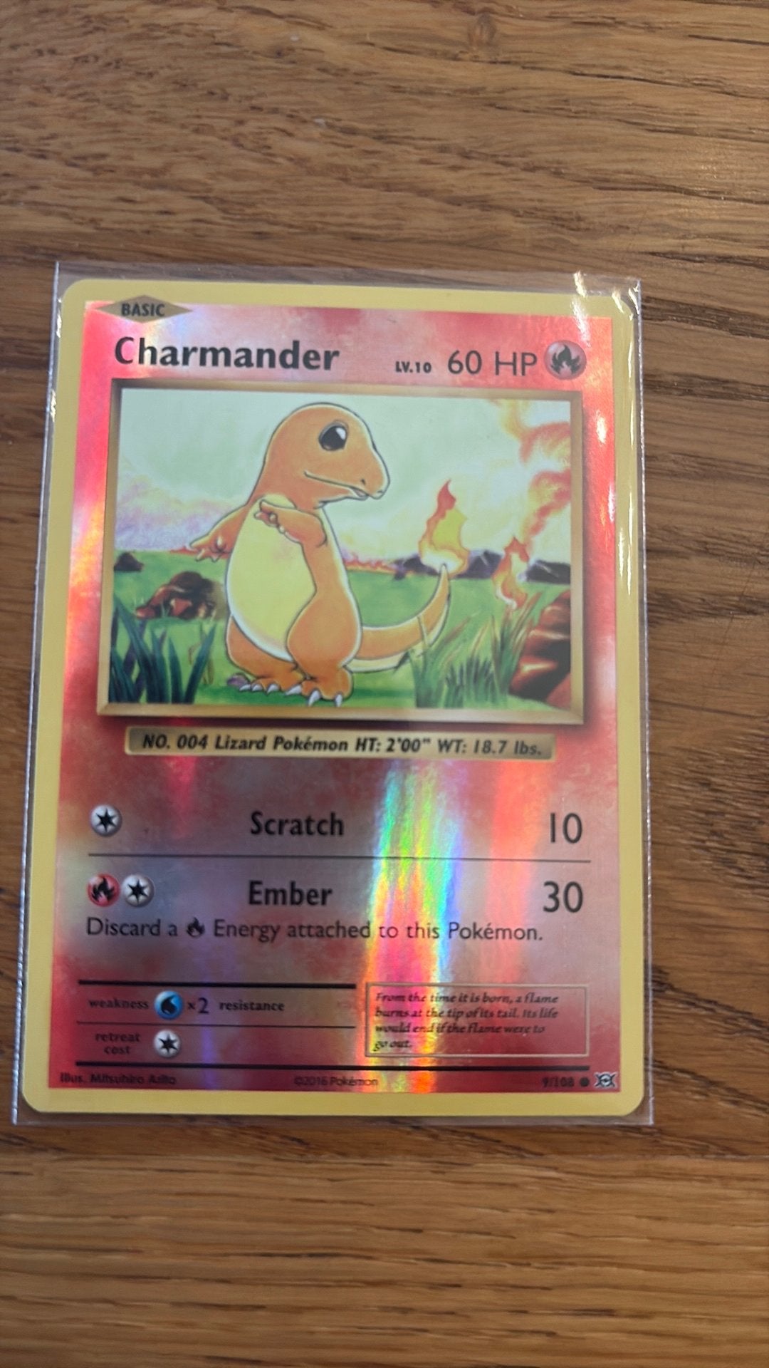 Zeldzame charmander 9/108 holo, Ophalen of Verzenden, Zo goed als nieuw