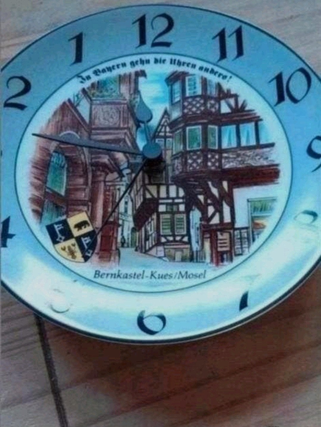 Uniek omgekeerde Vintage Bavaria Wandklok - Bernkastel-KuesM, Antiek en Kunst, Ophalen of Verzenden