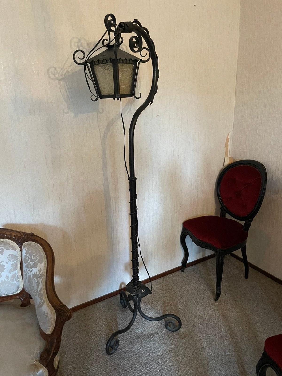 Antieke Smeedijzeren Lantaarn Vloerlamp / Vintage Booglamp, Ophalen