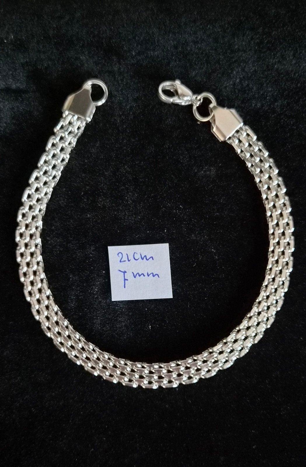 Exclusieve armband - 21 cm, 7 mm, Ophalen of Verzenden, Nieuw, Zilver