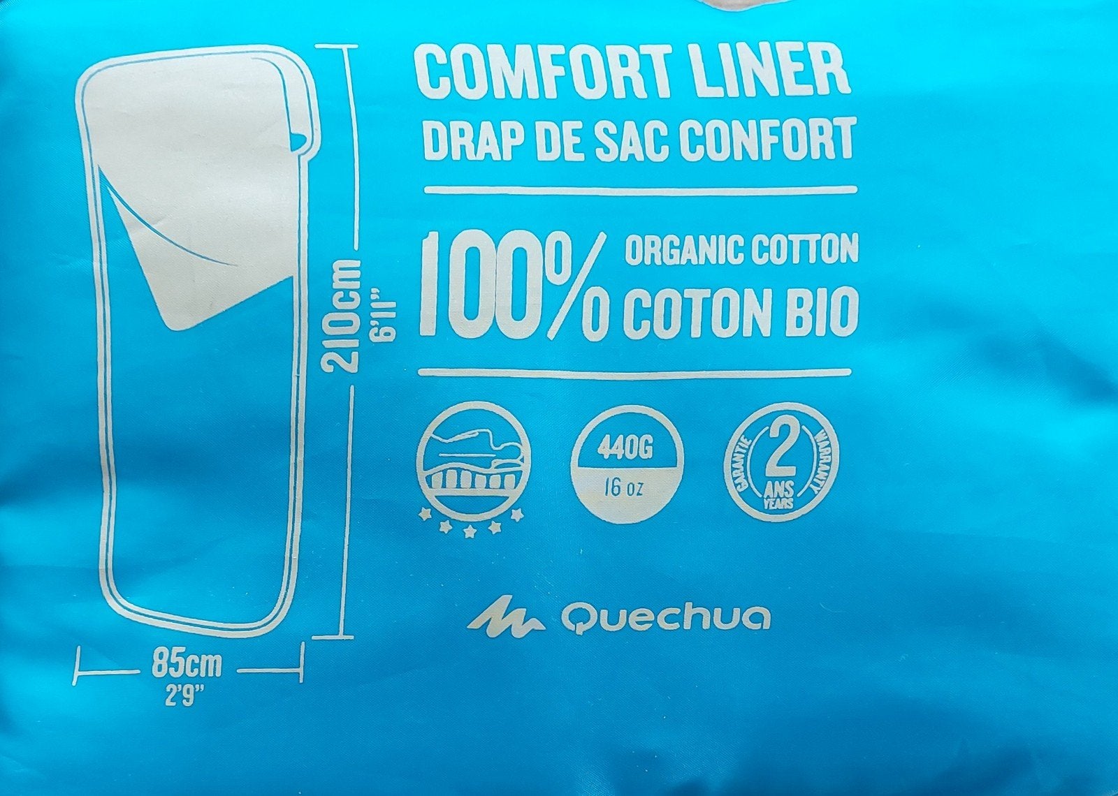 Quechua Comfort Liner Slaapzak - 100% Biologisch Katoen, Ophalen, Nieuw