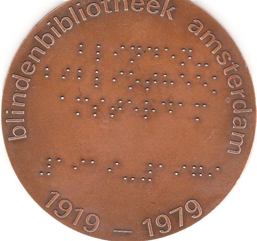 BLINDENBIBLIOTHEEK AMSTERDAM 1919 - 1979, Postzegels en Munten, Penningen en Medailles, Ophalen of Verzenden, Overige materialen