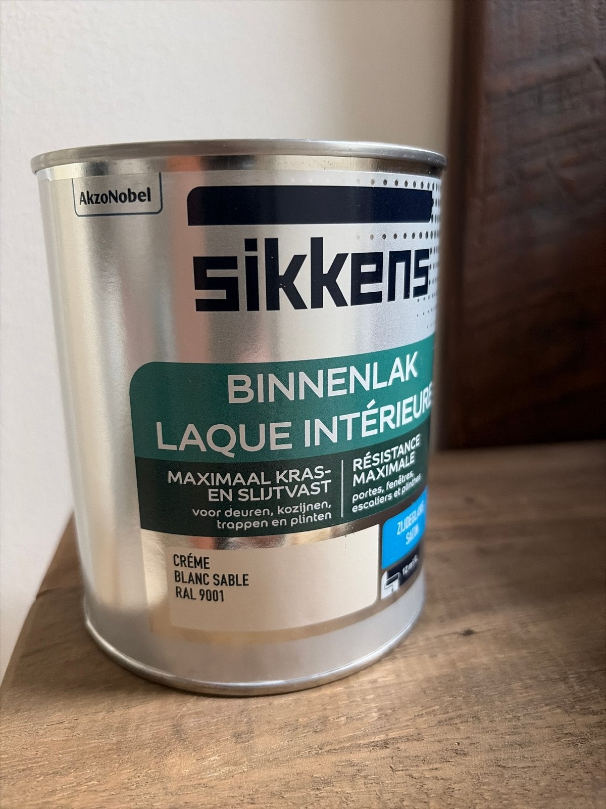 Sikkens Binnenlak Crème Wit RAL 9001 - 0,75L, Wit, Nieuw, Ophalen of Verzenden, Lak