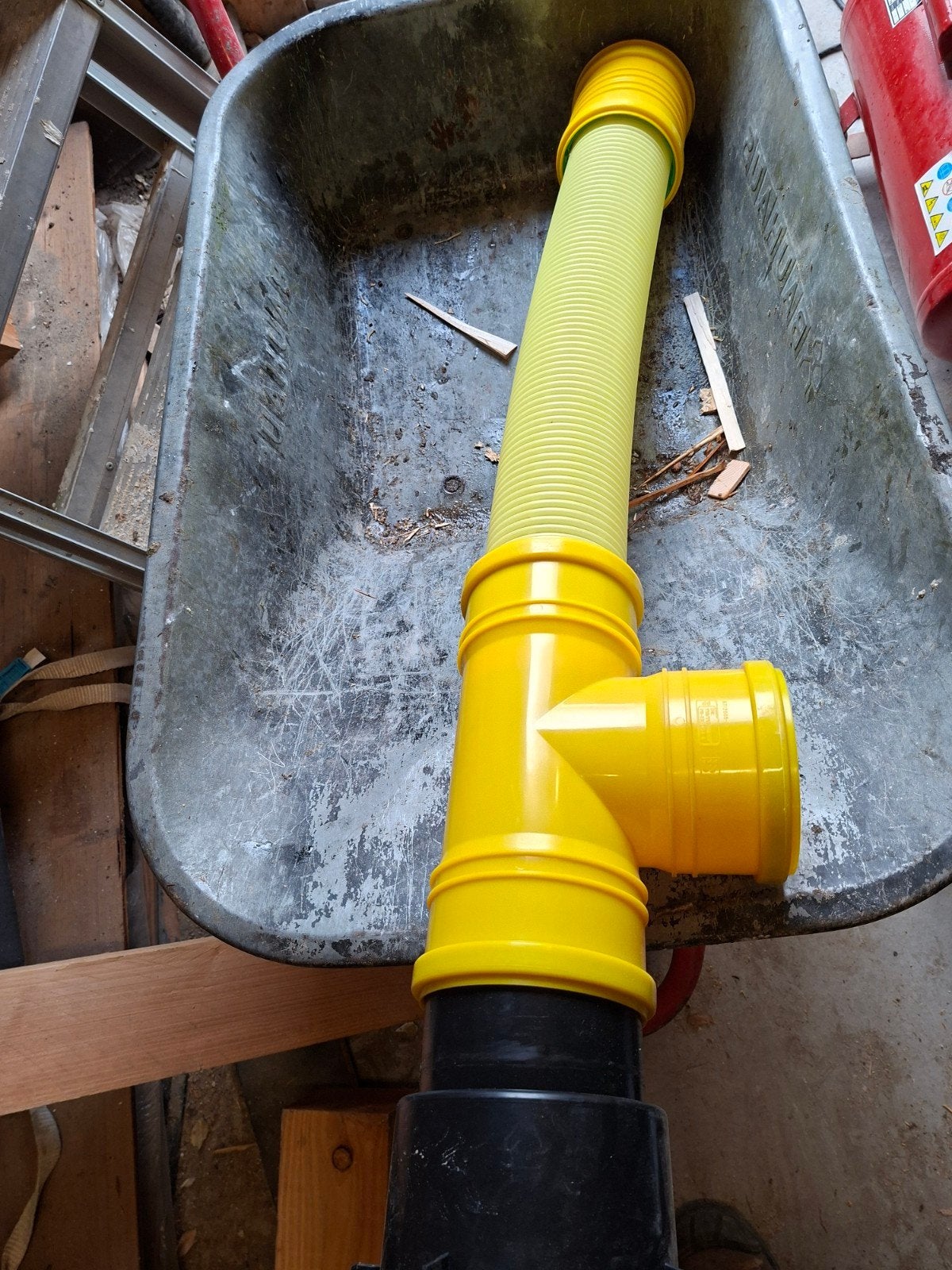 drainage afvoerbuis met T-stuk en flexibele slang, Ophalen, Afvoer, Gebruikt, Pvc