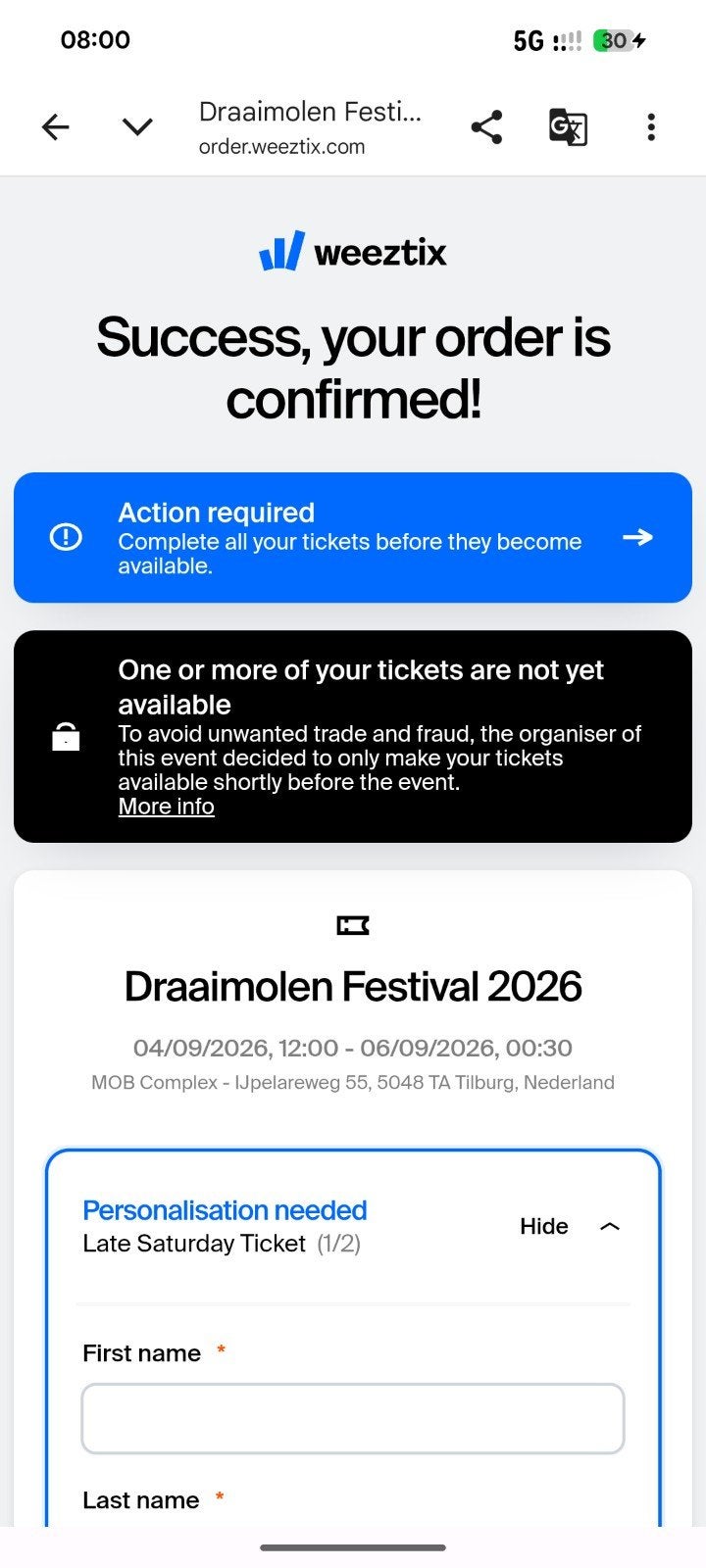 draaimolen festival zaterdag kaarten 2x, Twee personen
