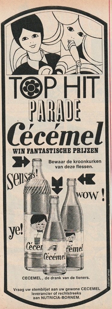 retro reclame 1971 Nutricia Cécémel zuivel hitparade, Verzamelen, Verzenden, Overige typen