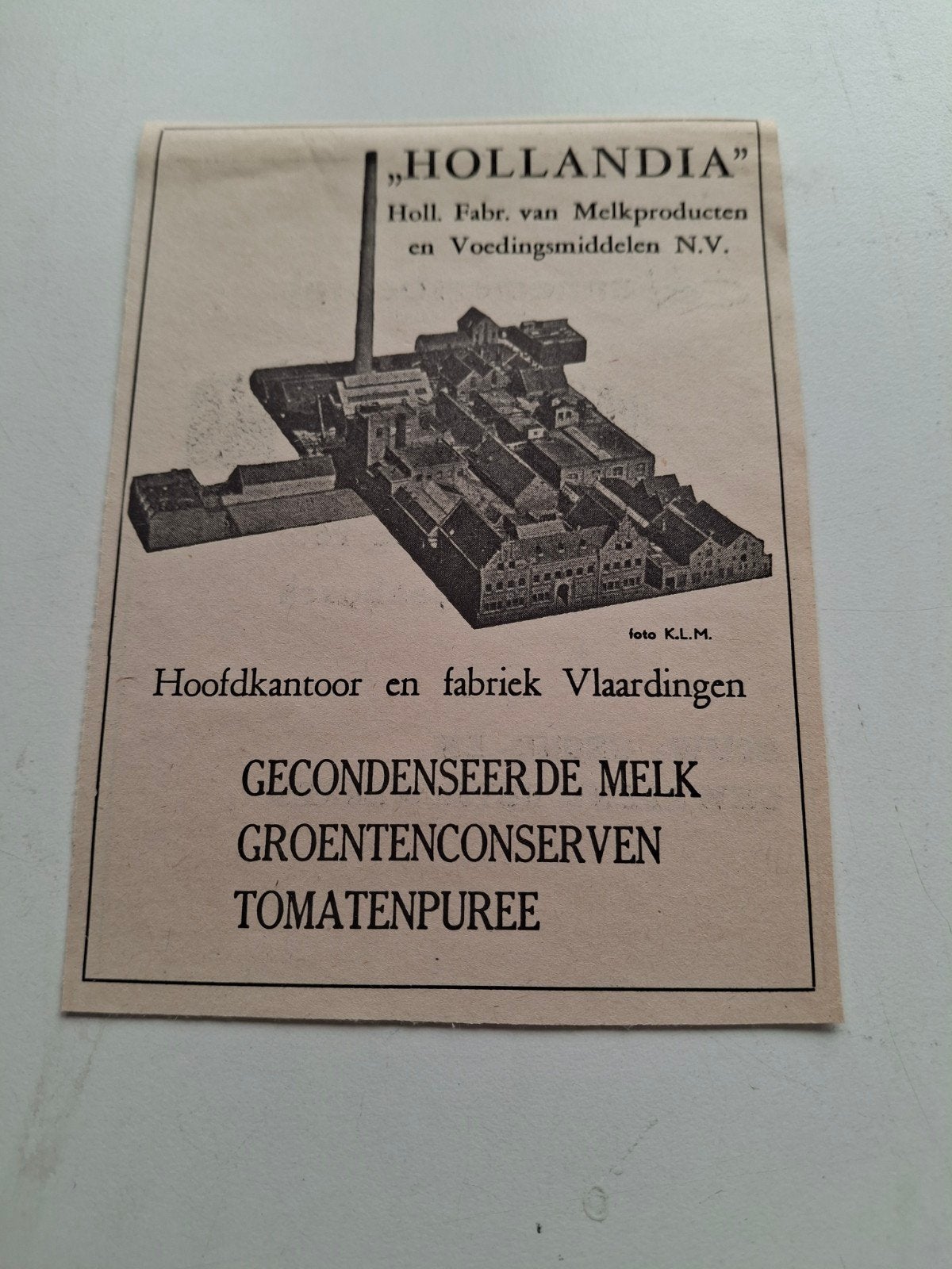 Adv Hollandia fabr van melkproducten en voedingsmiddelen., Verzamelen, Merken en Reclamevoorwerpen, Ophalen of Verzenden, Overige typen