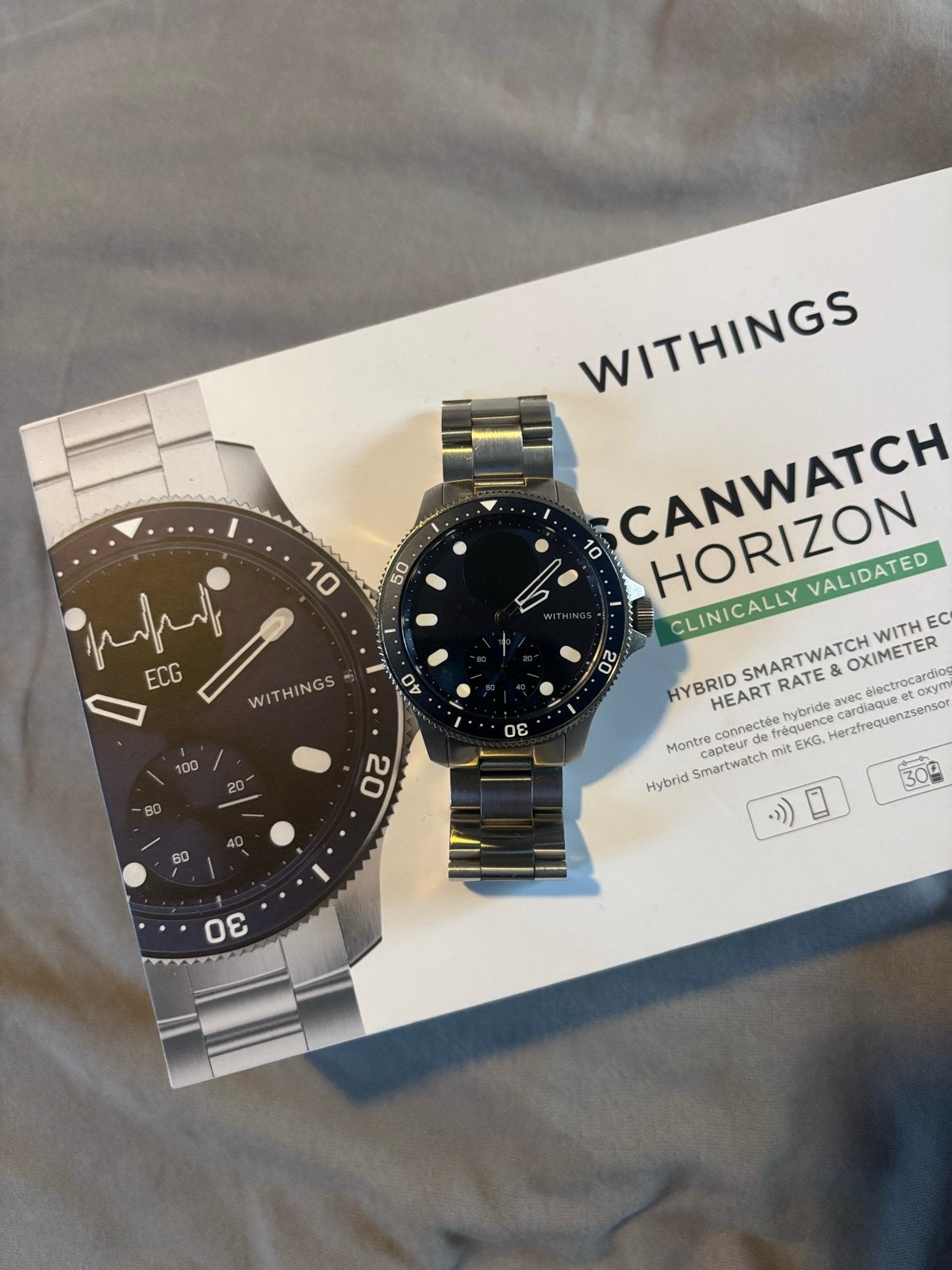 Withings ScanWatch Horizon Hybride Smartwatch Zwart, Ophalen of Verzenden, Zo goed als nieuw, Overige merken
