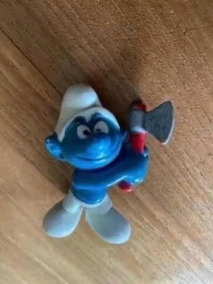 Smurf met bijl ( 1976) schleich, Ophalen of Verzenden, Gebruikt, Overige Smurfen, Poppetje, Figuurtje of Knuffel