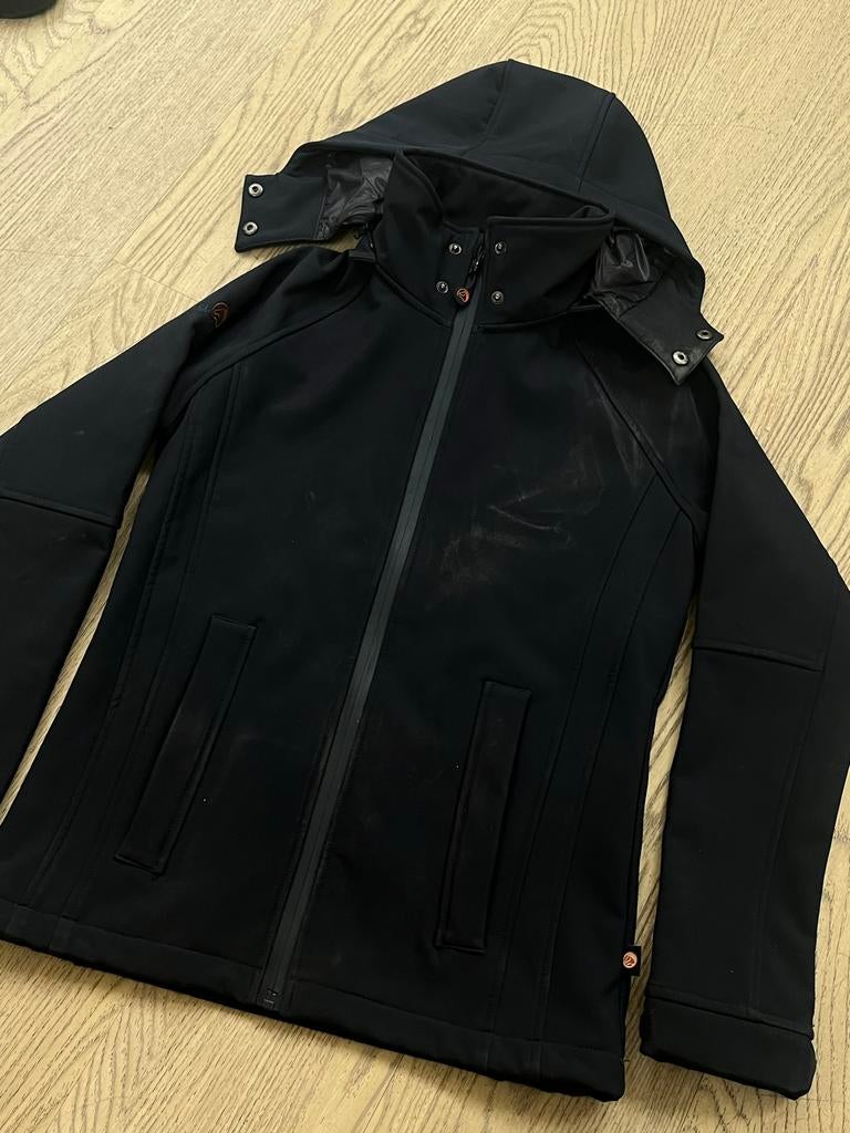 Emmers Softshell/windstopper Jas - navy, Kleding | Dames, Ophalen of Verzenden, Gedragen, Maat 36 (S), Zwart