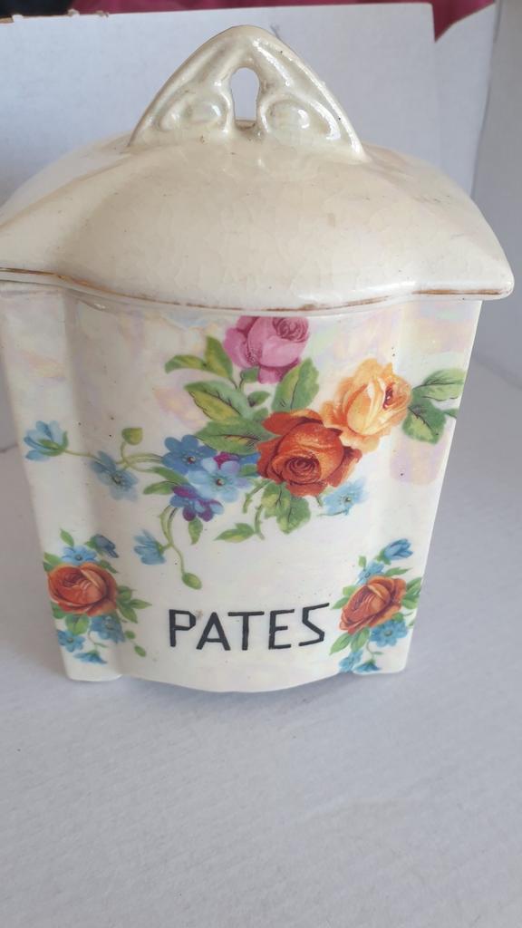 Vintage Pates voorraadpot met bloemmotief, Antiek en Kunst, Ophalen of Verzenden