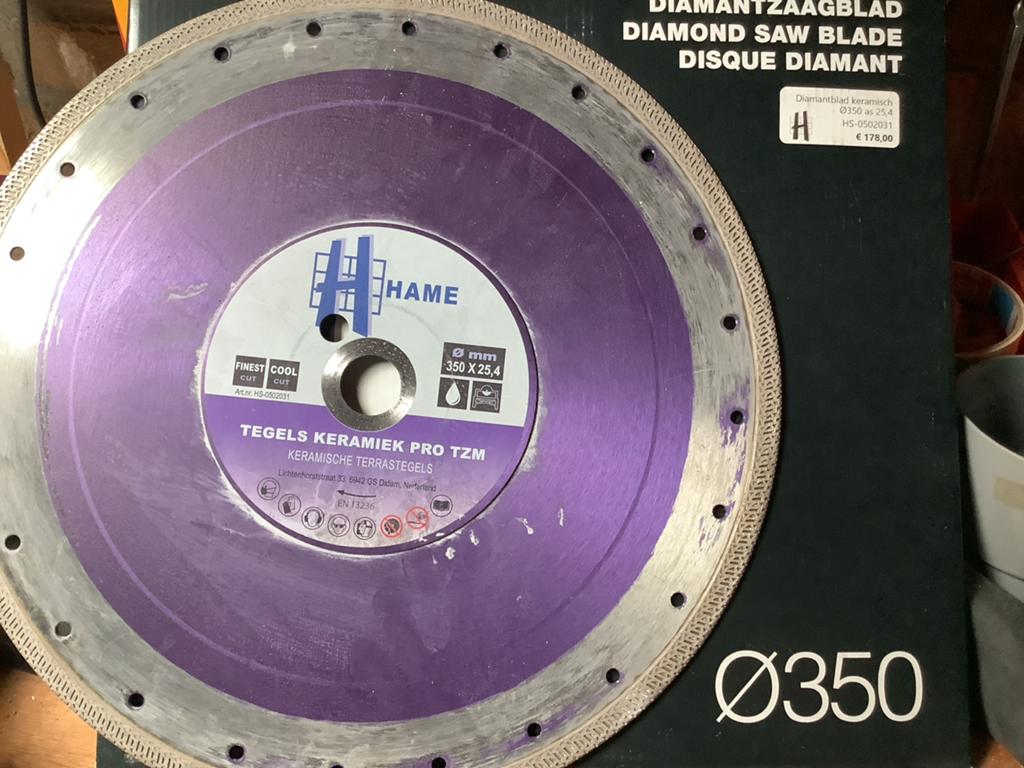 Hame Diamantzaagblad 350mm voor Tegels Keramiek, Ophalen, Zo goed als nieuw, Cirkelzaag