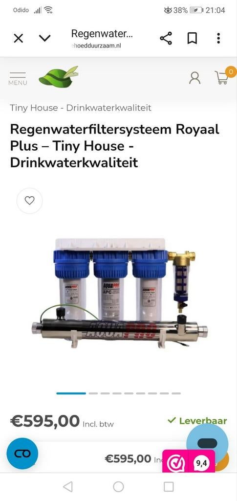 Compleet nieuw regenwater filtersysteem Aqua Pro Royaal Plus, Ophalen, Nieuw, Rvs, Overige typen