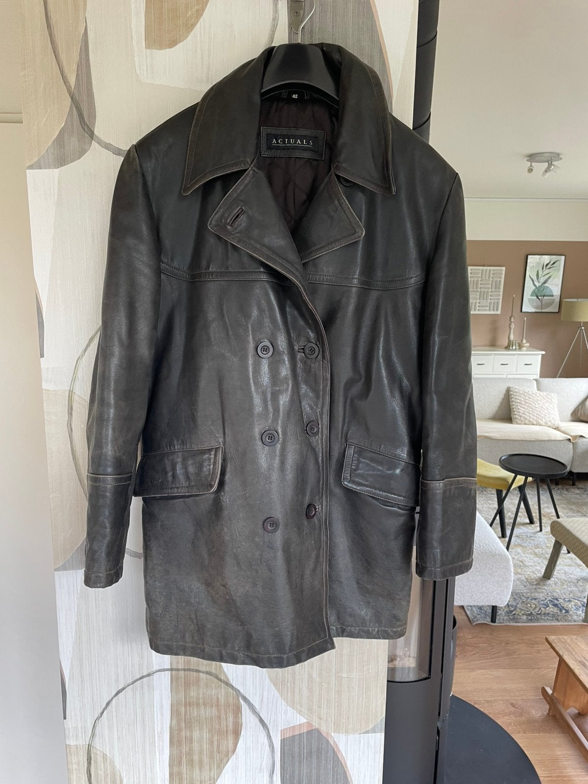 Bruin leren jas maat 42 Vintage, Ophalen of Verzenden, Gedragen, Maat 42/44 (L), Bruin