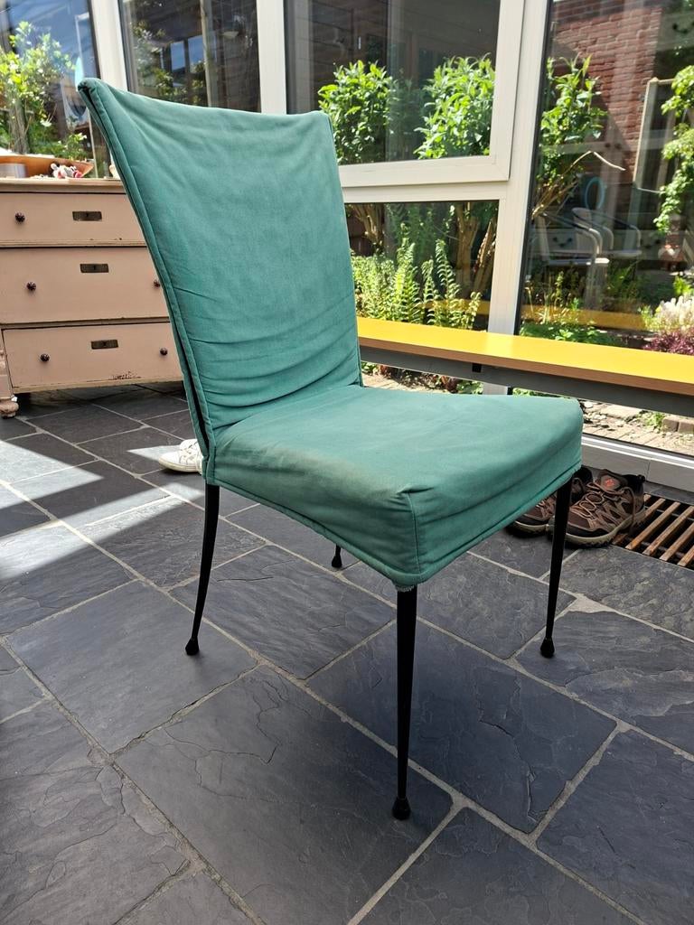 Bonaldo James Bronte eetkamerstoelen met groene bekleding, Gebruikt, Overige kleuren, Ophalen of Verzenden, Vier