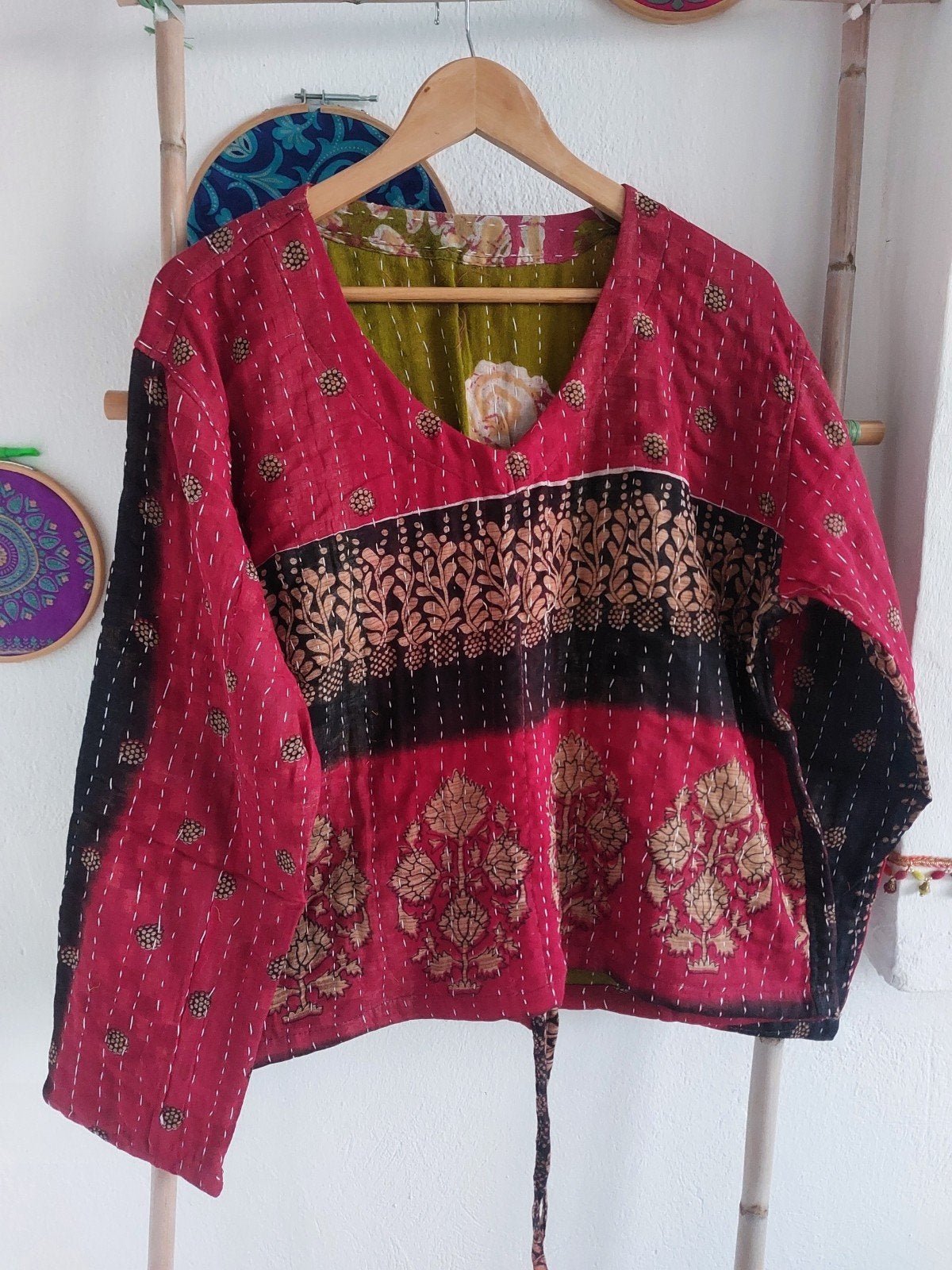 Unieke Kantha tops, aan twee kanten draagbaar ️, India, Overige kleuren, Verzenden, Maat 42/44 (L)
