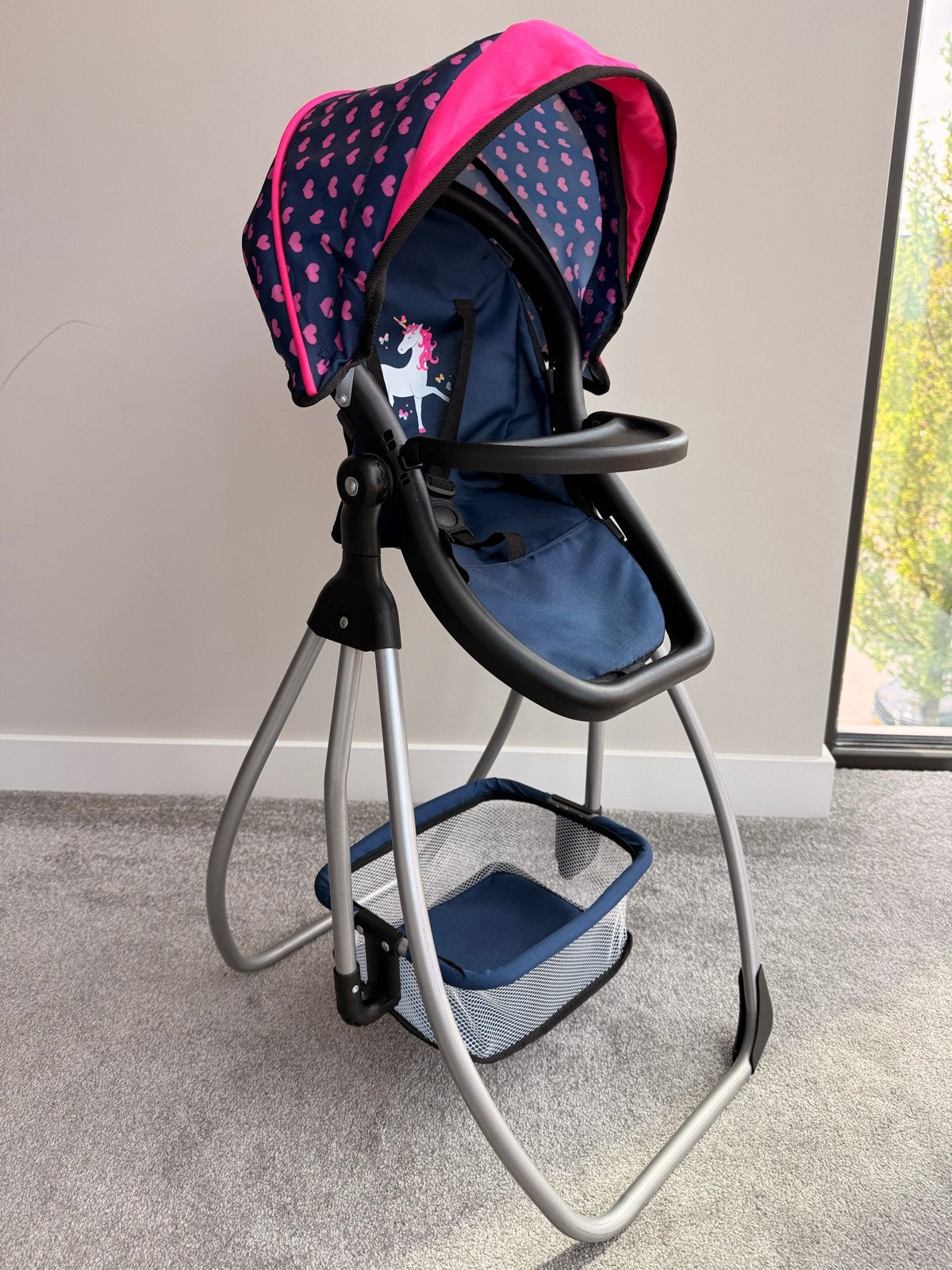 Poppenstoel/schommelstoel met eenhoorn design, Kinderen en Baby's, Ophalen of Verzenden, Zo goed als nieuw, Babypop