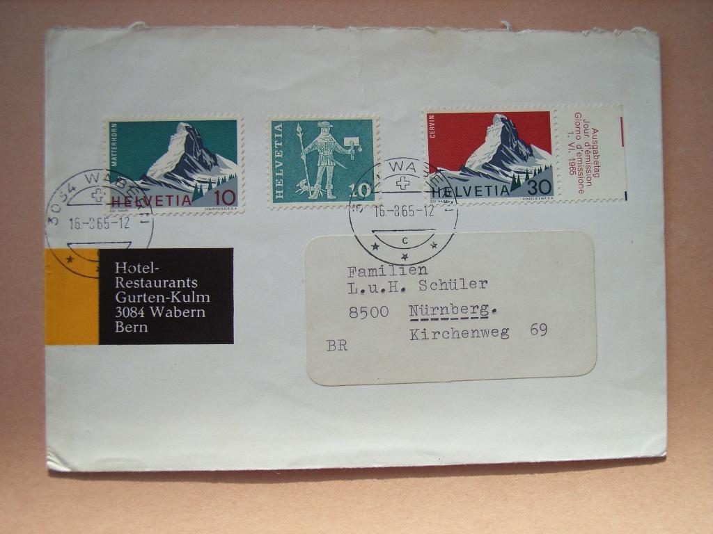 BM   Zwitserland Hotel Brief 820-697+842, Postzegels en Munten, Ophalen of Verzenden, Envelop