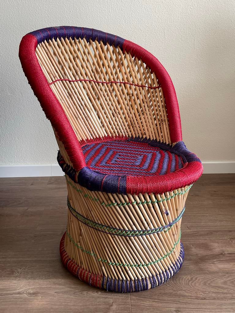 Bamboe Riet Tuinstoel Kinder-Stoel Mudda Chair Bamboo Chindi, Huis en Inrichting, Stoelen, Zo goed als nieuw, Eén, Riet of Rotan