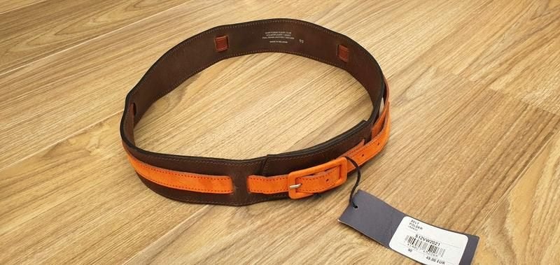 Terre Bleue mooie leren riem bruin met oranje nieuw 90 cm, Kleding | Dames, Riemen en Ceinturen, Ophalen of Verzenden, Zo goed als nieuw