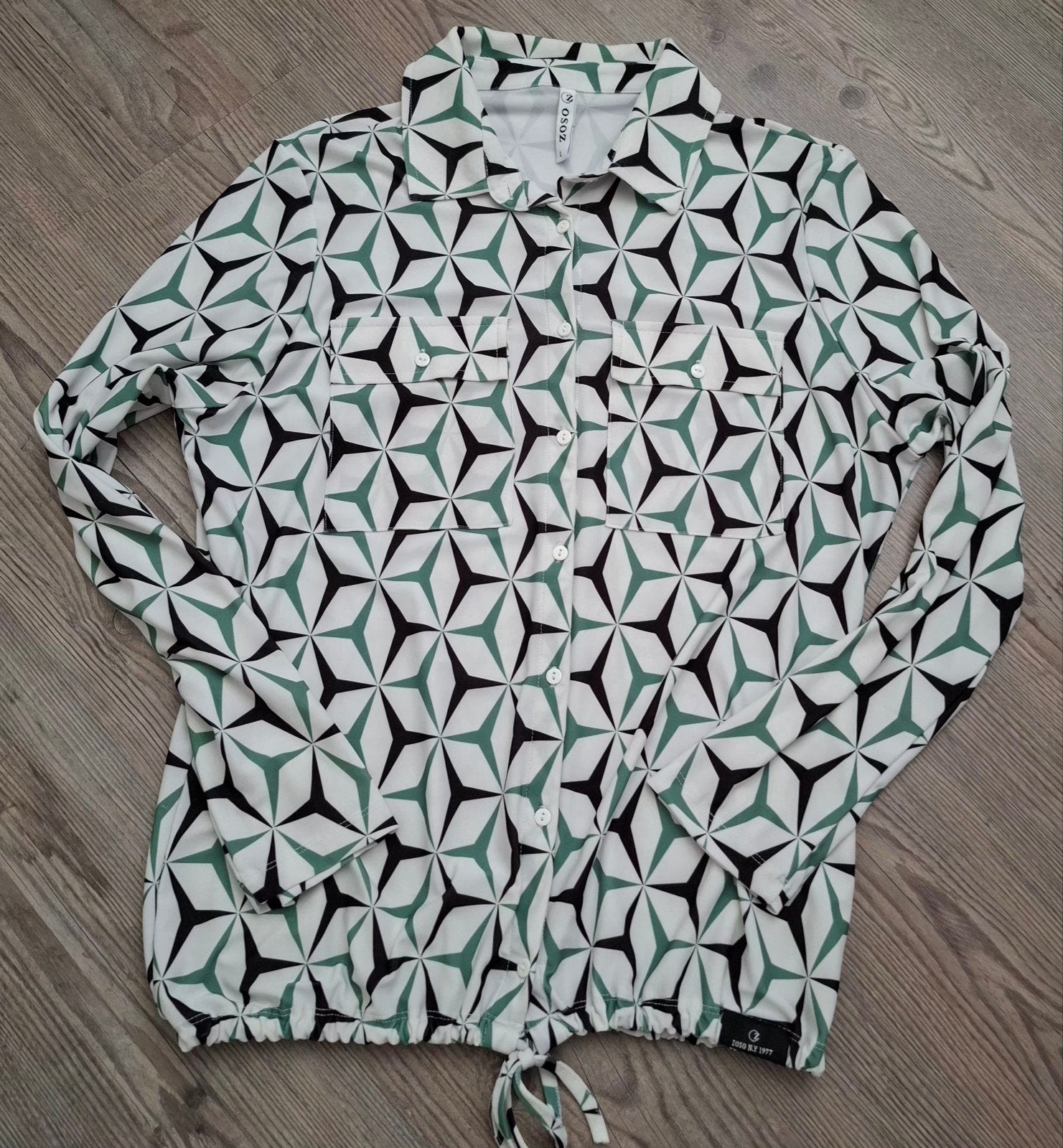 ZOSO travel blouse groen/zwart/wit   L, Verzenden, Maat 42/44 (L), Zo goed als nieuw, Groen