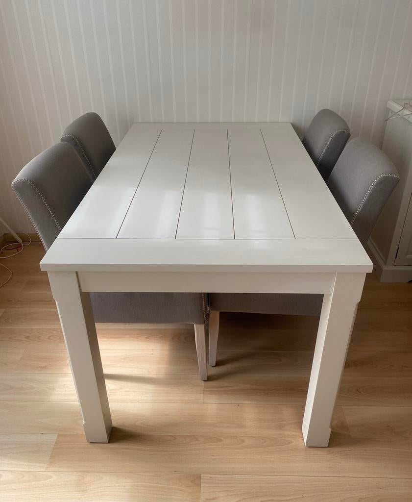 Wit houten eettafel, Huis en Inrichting, Tafels | Eettafels, Ophalen, Modern klassiek, 50 tot 100 cm, Zo goed als nieuw