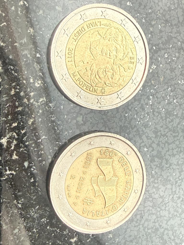 Twee speciale 2 euro munten: België en Italië 2011, Postzegels en Munten, Munten | Europa | Euromunten, Ophalen, België, 2 euro