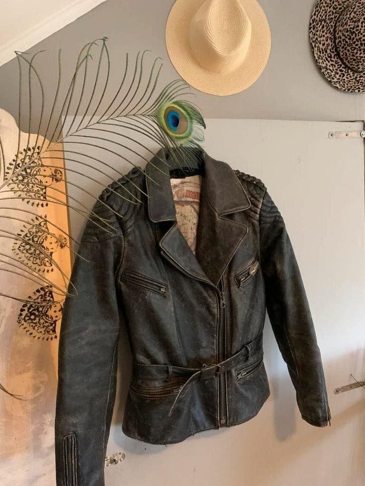 Modeka bikerjack S M leren jas motorjas, Maat 38/40 (M), -, Zwart, -