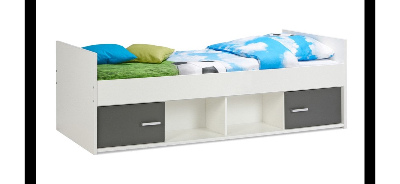 Kajuitbed van Beter Bed. Wit/ Antraciet, Huis en Inrichting, Slaapkamer | Bedden, Ophalen, 90 cm, Eenpersoons, Wit