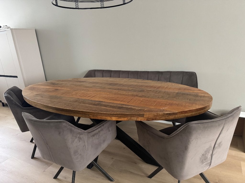 Velvet eetkamerbank en stoelen, Huis en Inrichting, Ophalen, Modern, Comfortabel, Overige kleuren, Zo goed als nieuw