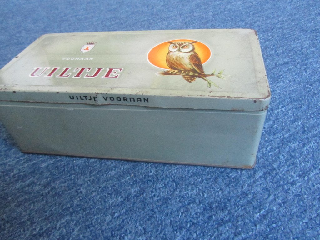 Vintage Blik met Uiltje erop, Ophalen of Verzenden, Gebruikt, Overige