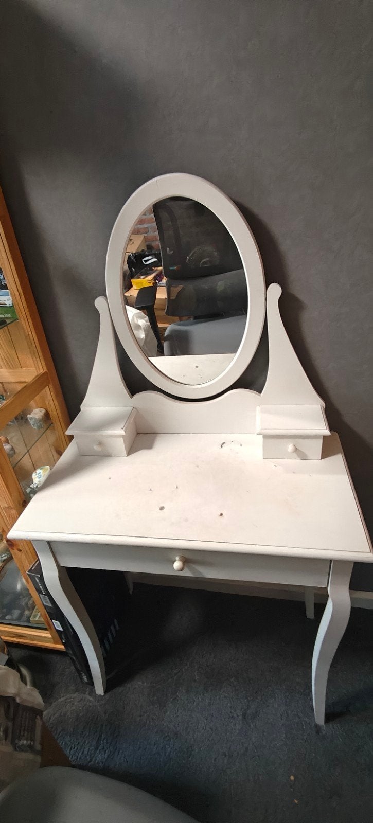 Ikea witte kaptafel met spiegel en lades, Ophalen, Gebruikt, 50 tot 100 cm, Hout