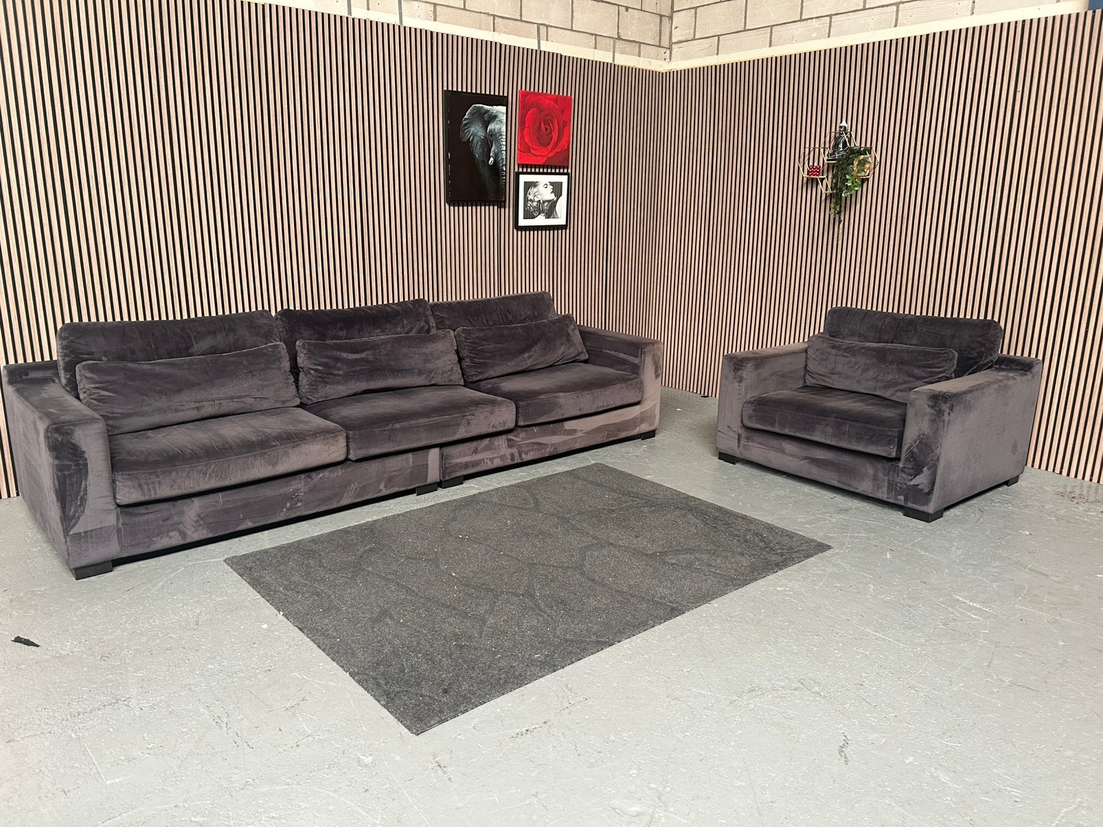 GRATIS LEVERING Set Banken Velvet Blauw 360X110 GEREINIGD, 300 cm of meer, Ophalen of Verzenden, Zo goed als nieuw, Rechte bank