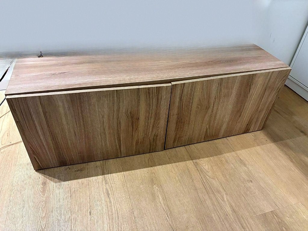 TV-meubel eiken look met 2 deuren, 125x40x40 cm, Ophalen, Overige materialen, Gebruikt, 100 tot 150 cm