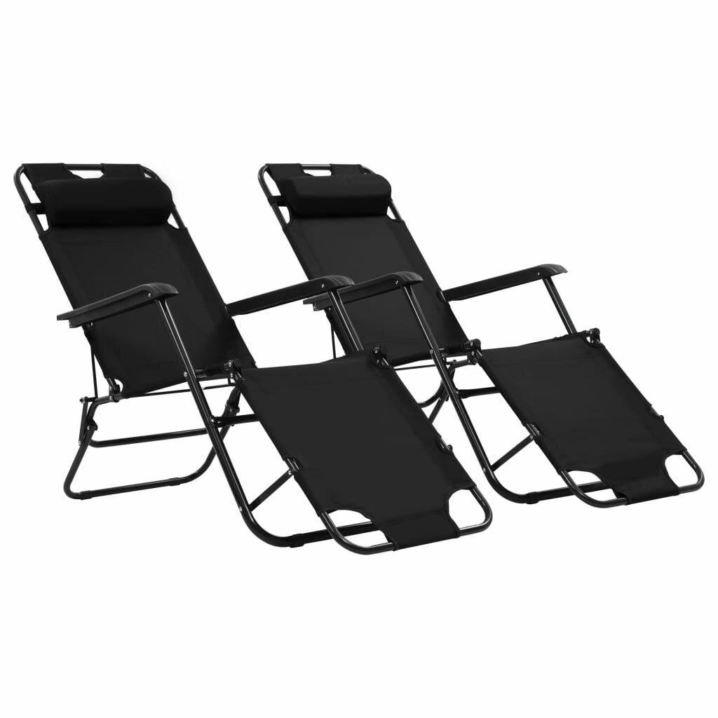 Ligstoel Holidays inklapbaar SET 2 st  staal zwart, Verzenden, Nieuw, Metaal, Verstelbaar
