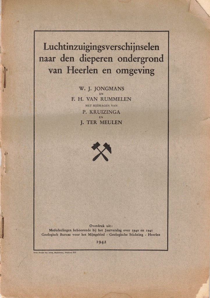 Luchtinzuigingsverschijnselen dieperen ondergrond Heerlen, Ophalen of Verzenden, Natuurwetenschap, Gelezen, W. Jongmans e.a.