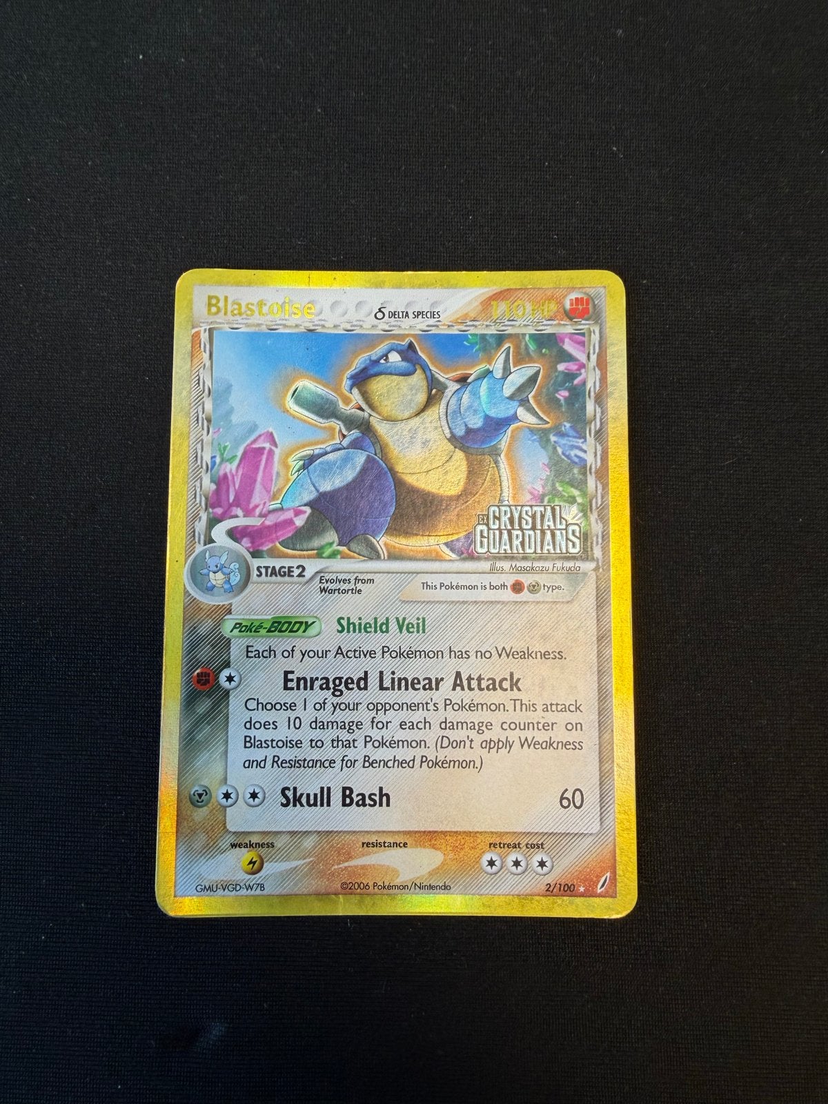Blastoise δ Delta Species Holo - Crystal Guardians Pokémon K, Ophalen of Verzenden, Gebruikt, Losse kaart, Foil