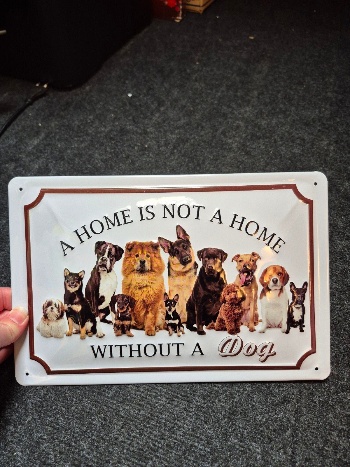 Metalen bord 'A home is not a home without a dog, Ophalen of Verzenden, Zo goed als nieuw