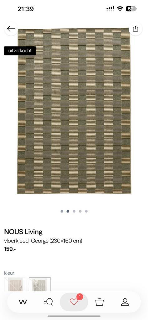 Gezocht: Nous living vloerkleed George, Ophalen, Minder dan 10 m², Groen