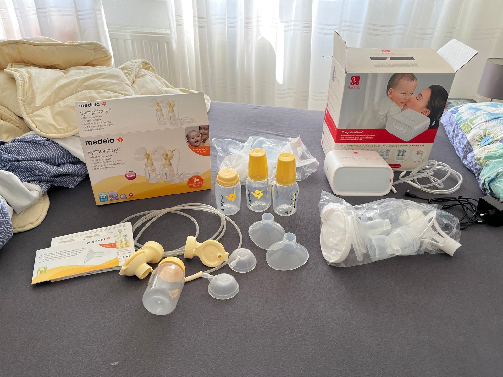 Medela Symphony & Horigan dubbele elektrische borstkolf set, Ophalen, Zo goed als nieuw