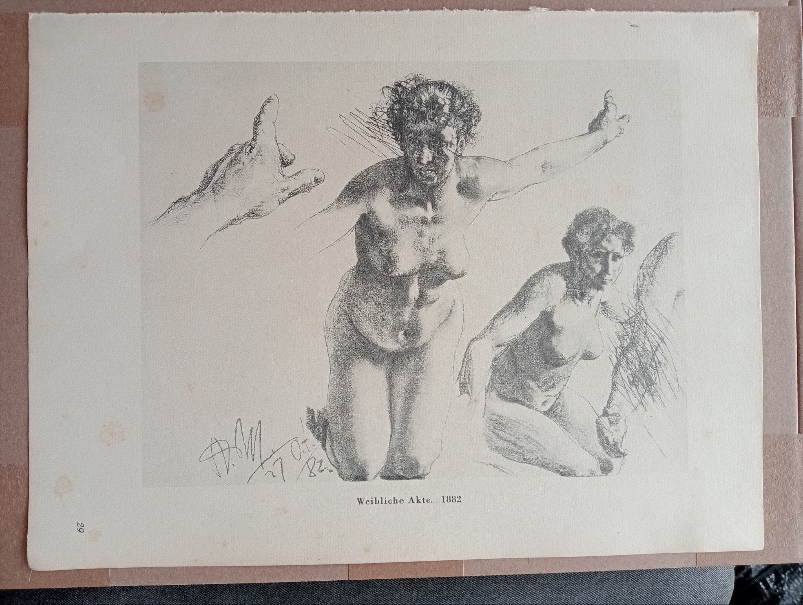 Menzel Weibliche Akte naakt erotiek prent, Ophalen of Verzenden, Voor 1940, Gebruikt, Overige onderwerpen