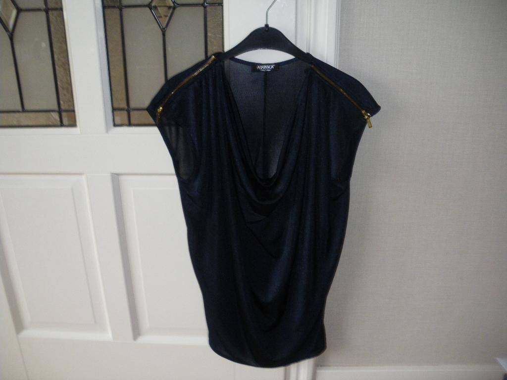 nieuw leuk blauw zomer topje met ritsjes mt 40 ambika, Ophalen of Verzenden, Nieuw, Maat 38/40 (M), Blauw