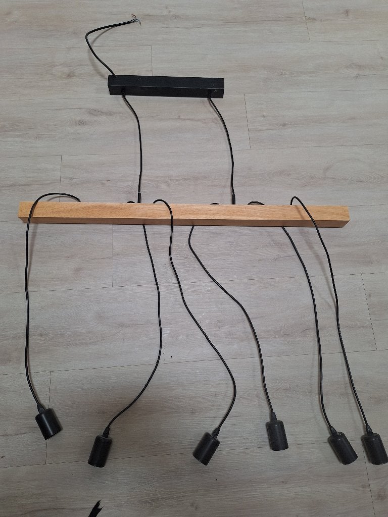 Moderne minimalistische  hanglamp met 6 fittingen, Ophalen, Industrieel, modern, E27 (groot), Zo goed als nieuw