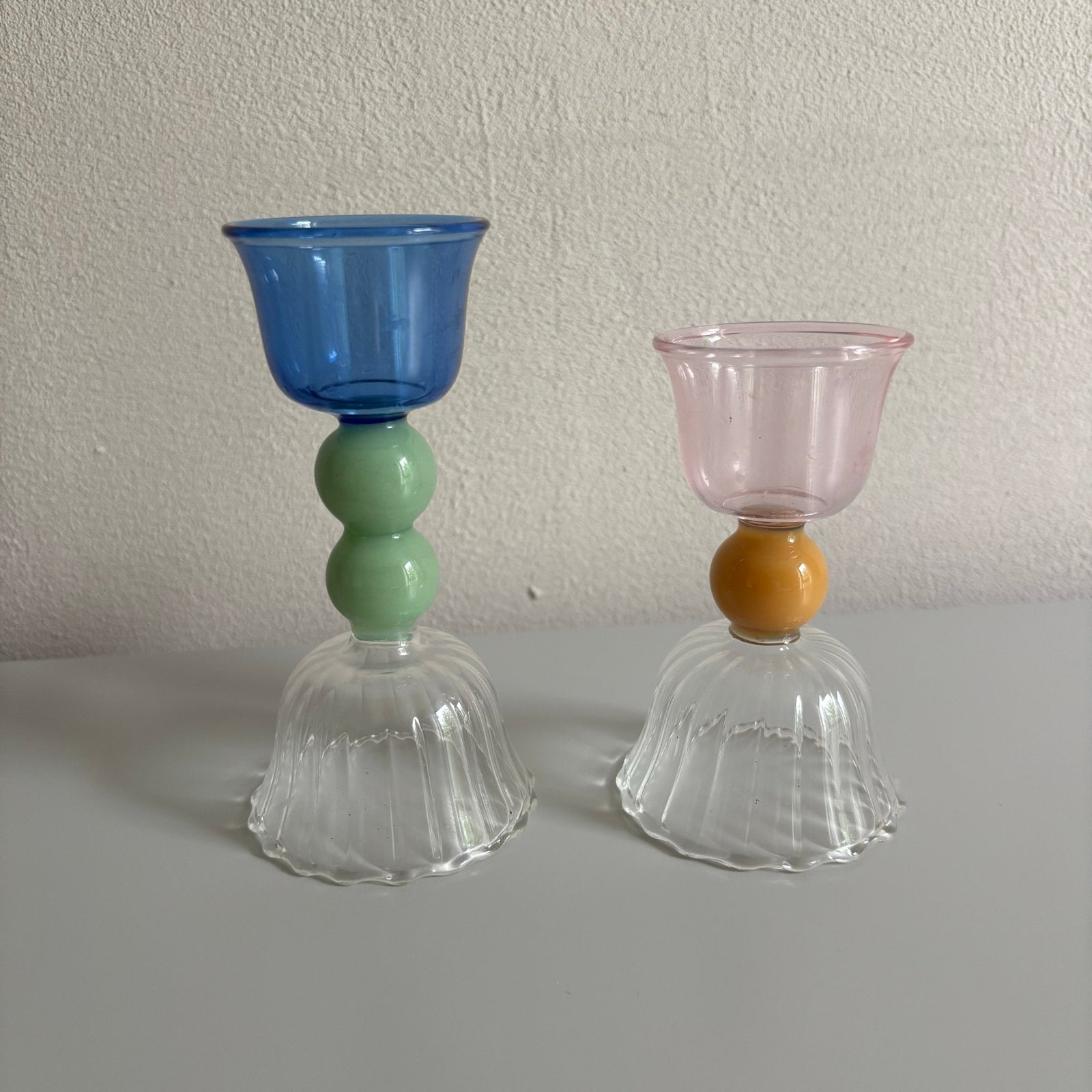 &klevering Perle Kandelaars - Set van 2, Antiek en Kunst, Ophalen of Verzenden, Glas