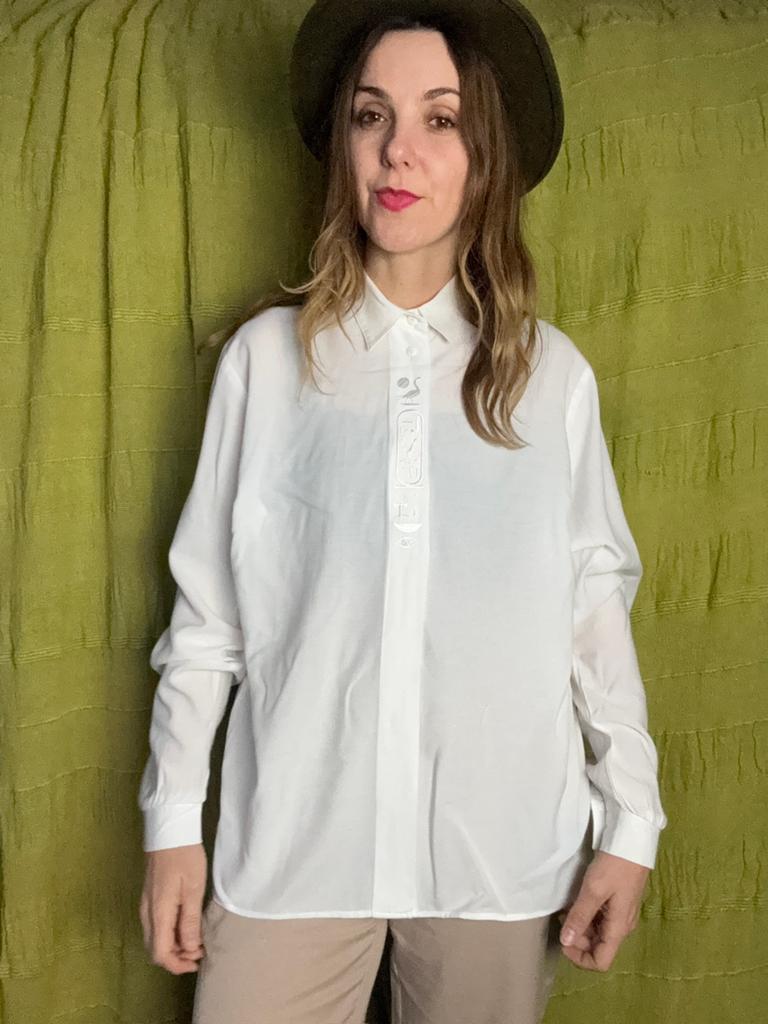 Vintage witte blouse embroidery / shirt - 36/S/small, Hgv, Wit, Hgv, Ophalen of Verzenden