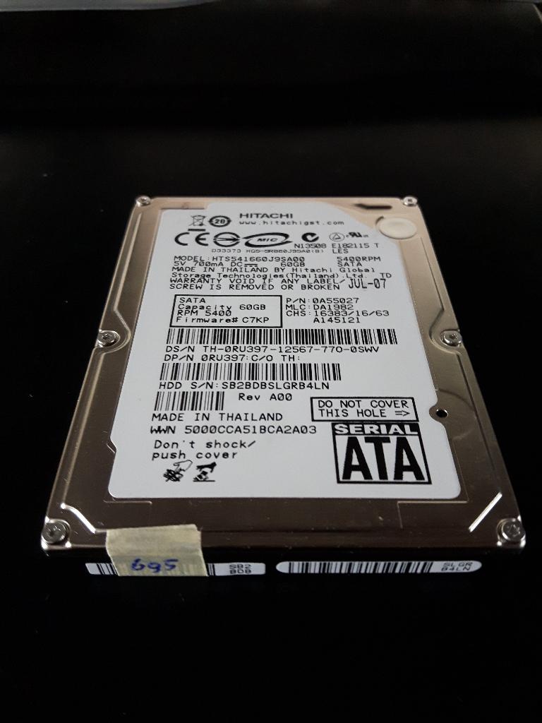 3 X Hitachi 60GB 2,5" harddisk SATA [HDD-729] 9-5, Gebruikt, SATA, Ophalen of Verzenden, 60gb