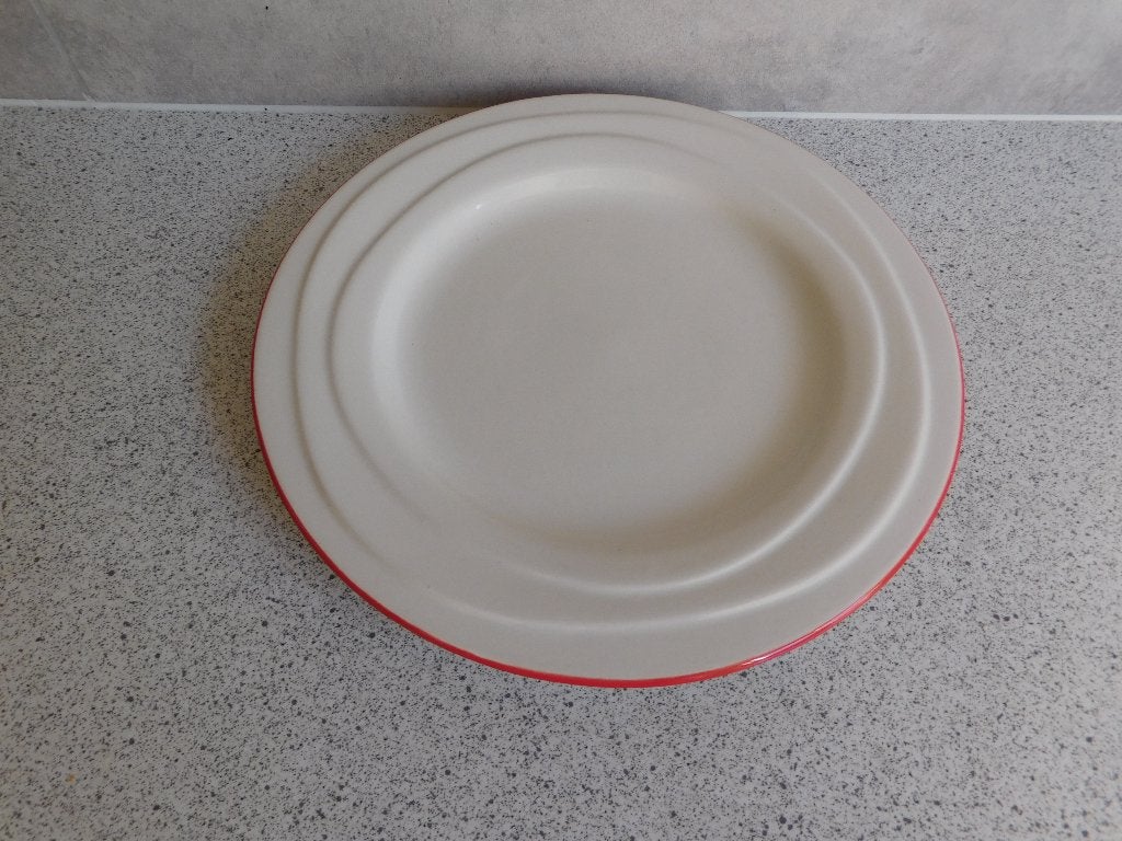 Jamie Oliver Bord Wit Rode Rand Waves - 21 cm, Huis en Inrichting, Keuken | Servies, Overige merken, Ophalen of Verzenden, Zo goed als nieuw