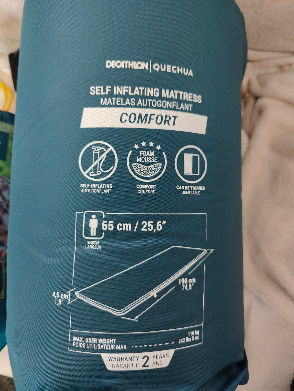 Decathlon Quechua Zelfopblazend Matras Comfort 1-persoons, Ophalen of Verzenden, Zo goed als nieuw, 1-persoons