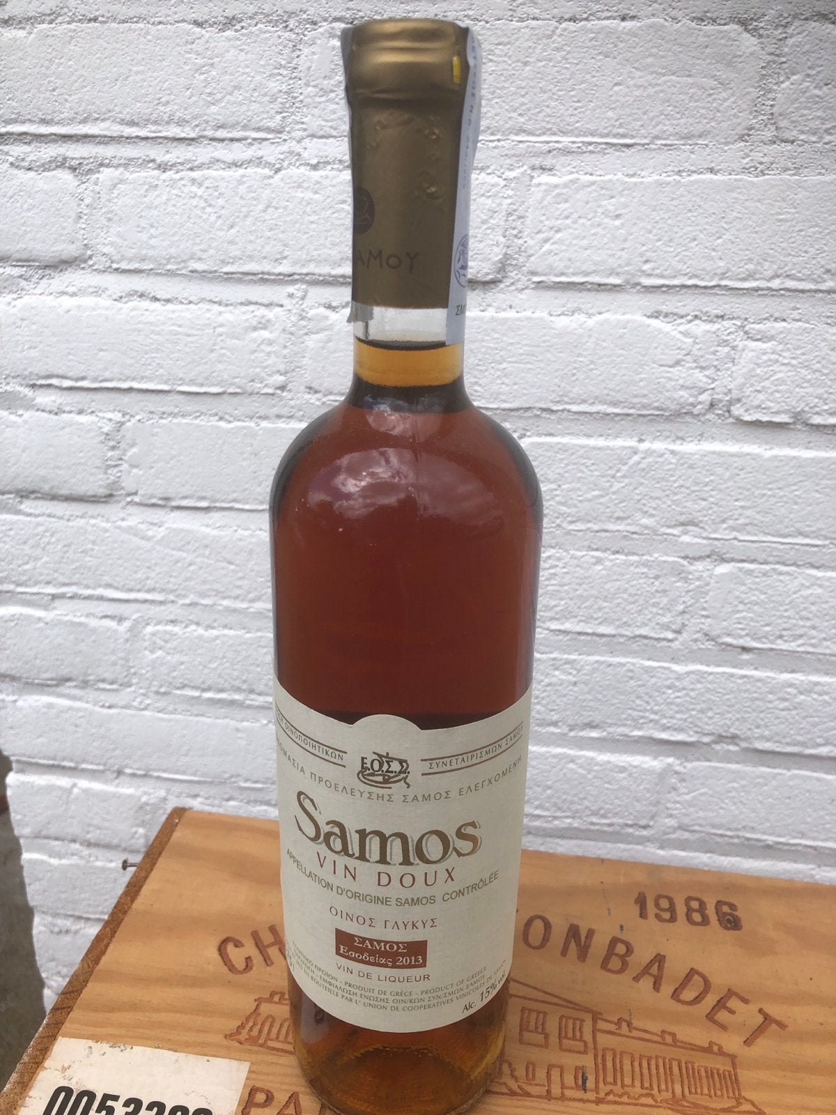 Samos Vin Doux 2013 - Zoete Witte Wijn 6 fleesen, Ophalen, Overige gebieden, Vol, Witte wijn