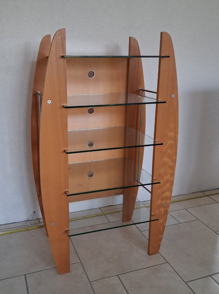 Stefan Patte Design audio rack, beuken met 5 glasplaten, Ophalen, Gebruikt